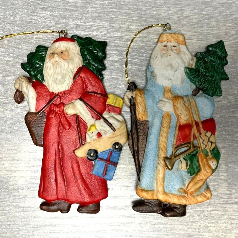 Set of 2 vintage Smithsonian Santa ornaments